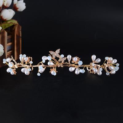 Butterfly Diamond Bridal Crown Wedding Photography Pearl Flower Tiara Birthday Party Crown