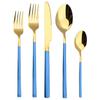 5Pcs Dinnerware Set Stainless Steel Tableware Set Knife Fork Spoon Dinner Set Black Gold Cutlery Set Kitchen Service for 6