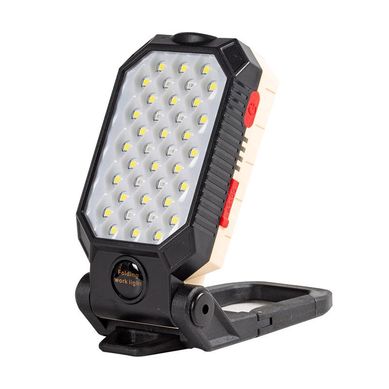 COB LED Handheld Work Light with USB Charging, Magnet Hook, and Emergency Flashlight for Outdoor and Auto Repair.