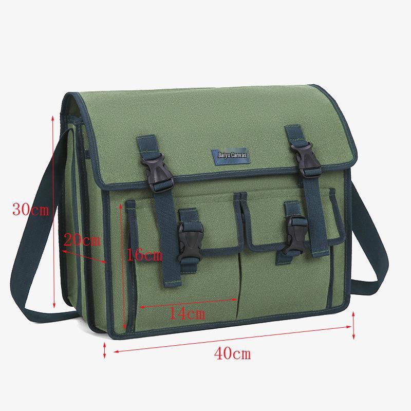 Durable Multi-Functional Canvas Tool Bag for Carpenters and Electricians - Large Capacity, Thickened, Wear-Resistant, Old-Fashioned Design