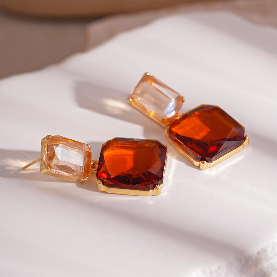 

Ретро квадратные серьги с кристаллами и стразами, геометрические