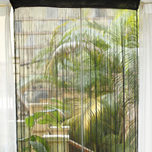 Fringe Window Divider Tassel Hanging String Door Curtain Black