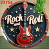 Hisun Tin Sign HD Aluminum Metal Sign Retro Rock and Roll Guitar Round Wall Decor Vintage Music Star Design Tin Poster for Home Bar Man Cave