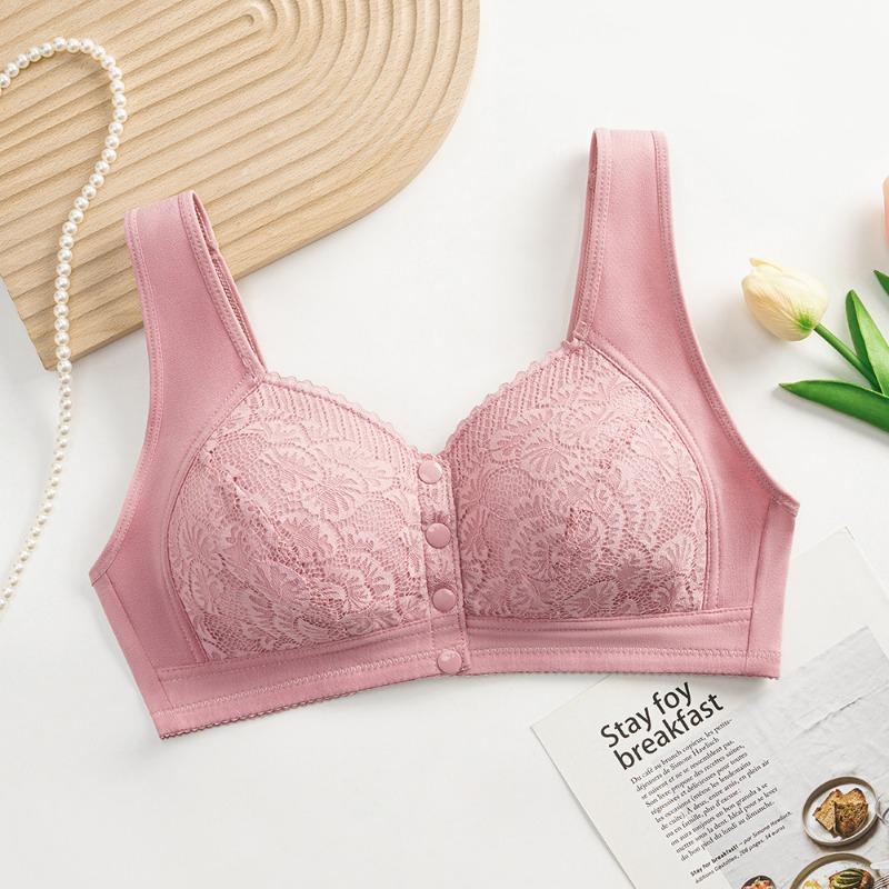 Light Green Lace Front Closure Bra with Wide Comfort Straps and Non Wired Support