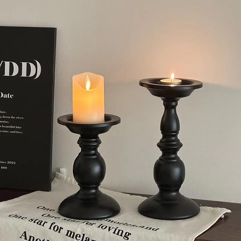 American Retro Black Iron Candle Holder Table Decoration Ornaments Aromatherapy Candlestick Roman Pillar Candle Holder