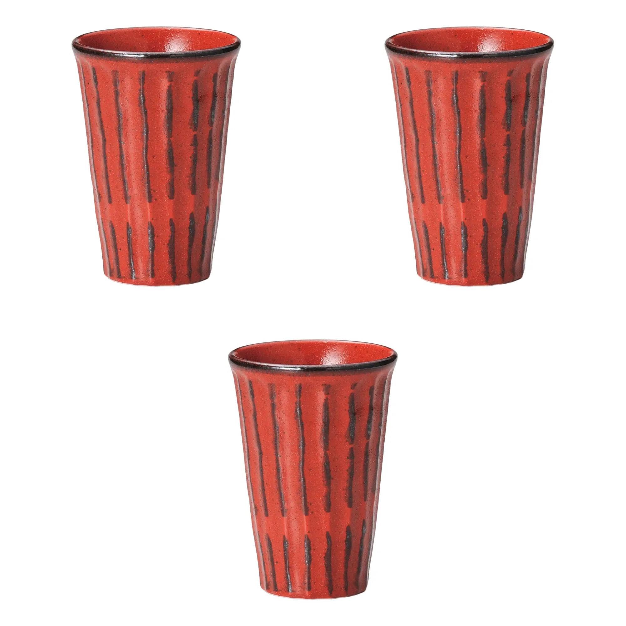 

Set of 3 Yuzu Black Magna Shaved Tumblers x 12cm Shochu Cup Setomonohonpo [8.5 (300cc)]