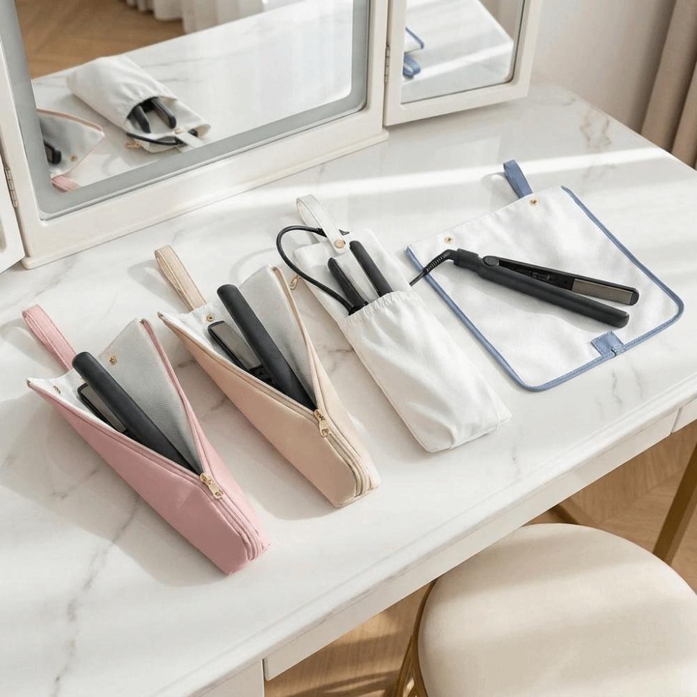 Heat-Resistant Straightener Storage Pouch Hanging Hair Curling Holder Curling Iron Bag for Home