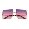 Fashion Oversized Square Rimless Sunglasses Women Men Designer Ocean Blue Pink Lens Frameless Sun Glasses Gradient Shades S30D
