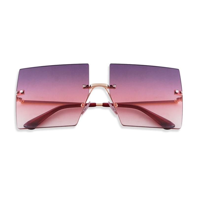 Fashion Oversized Square Rimless Sunglasses Women Men Designer Ocean Blue Pink Lens Frameless Sun Glasses Gradient Shades S30D