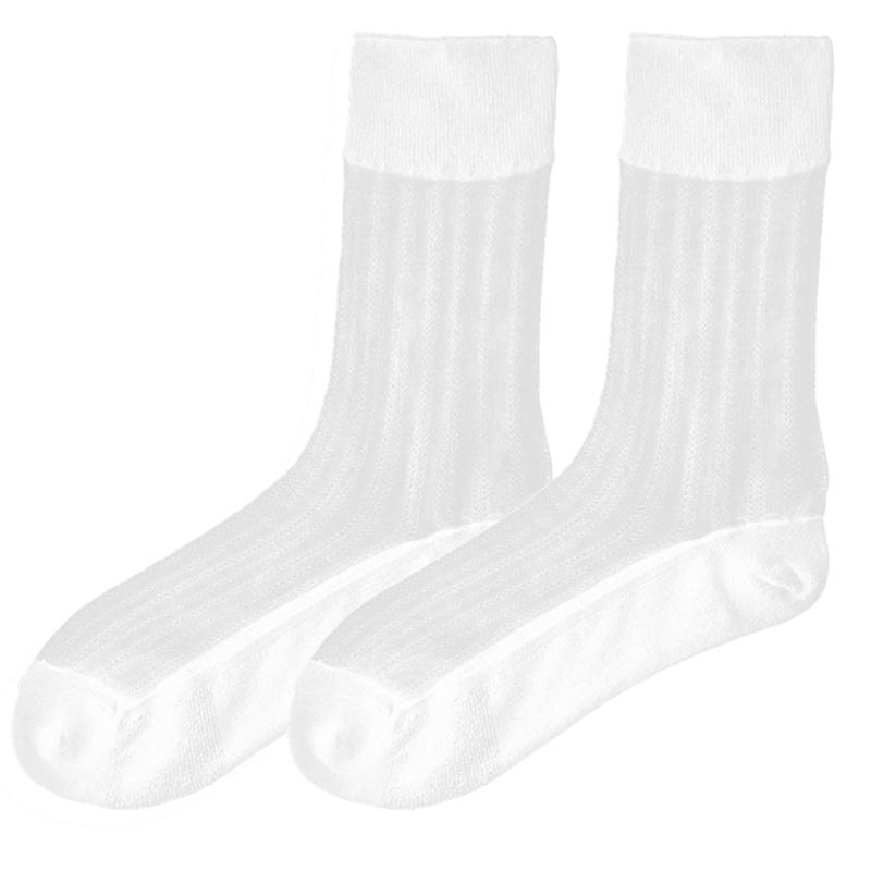 

CLEVER-MENMODE Мужские сексуальные однотонные прозрачные чулки сетка ультратонкие прозрачные носки средней длины дышащие деловые носки One Size