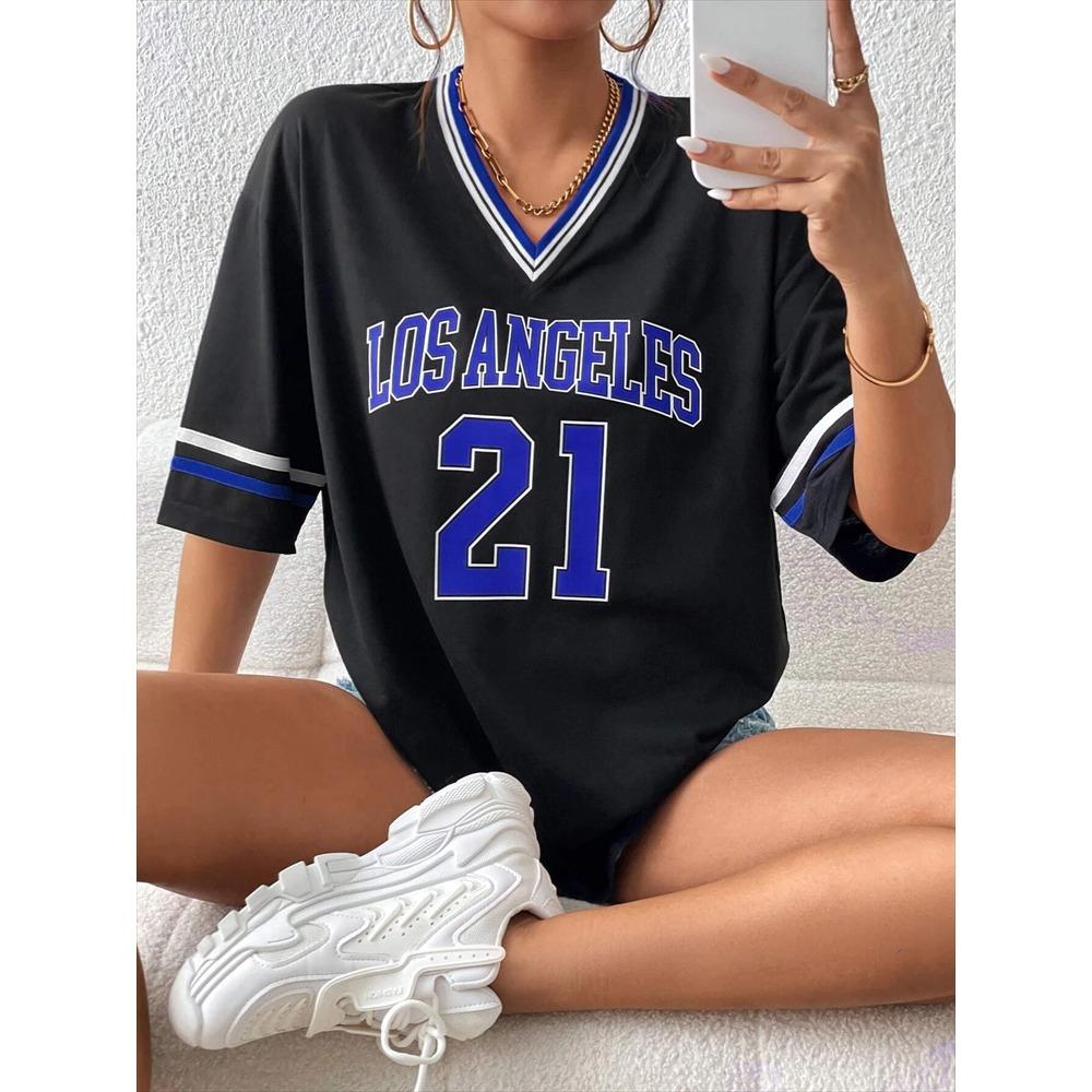 Los Angeles Nummer 21 Fotball T-skjorte For MennKvinner Sommer Oversize Strand Surf T-skjorte Harajuku Trend Kortermet Streetwear Topper