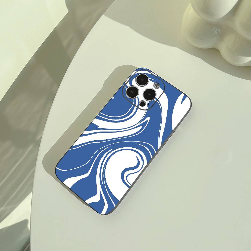 Abstract -FluidWavy Pattern Phone Case For iPhone 17,16,15,14,13,12,11 Pro Max, Lightweight and practical Soft Black Cover