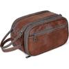 Bolsa de Higiene Pessoal para Viagem com Separação Úmido Seco, Kit Dopp Masculino de Couro Vegano, Grande Organizador de Artigos de Higiene Pessoal para Banheiro, Grooming Cosmeti_w