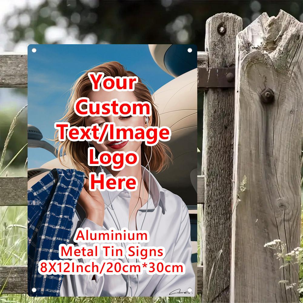 D Flat pc Customizable Metal Tin Sign Personalized Hanging Ornament with Your Photo Share Your Favorite Memories 20x30cm（7.8x11.8inch）