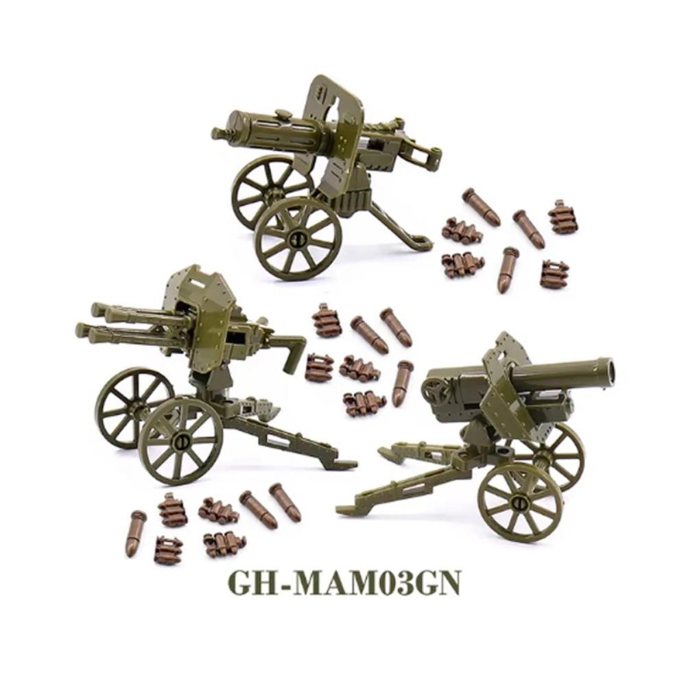 WWII Building Blocks Military Weapons Police Soldier Figure Accessories Model Brick Gun Cannon Launcher Bunker Outpost Toy X017