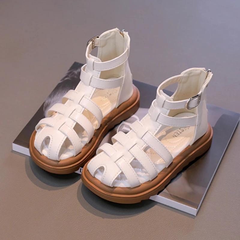 Summer Kids Sandals for Girls New Fashion Children Thick Bottom High-top Roman Sandals Simple Toddlers Causal Beach Shoes