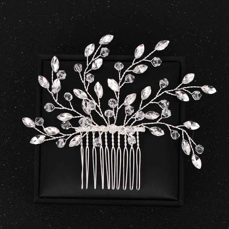 Silver Color Crystal Women Hair Combs Headwear Bridal Hair Clip Wedding Hair Accessories Rhinestone Hair Combs Women Handmade