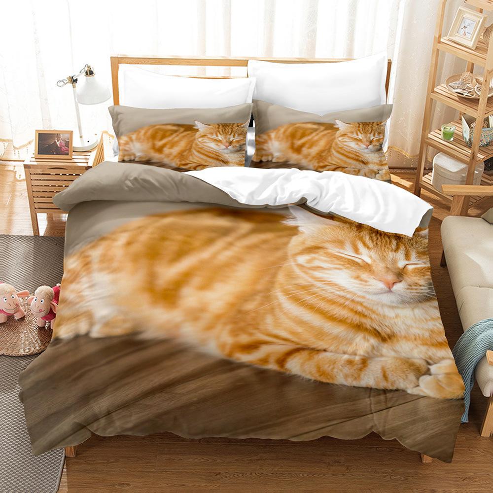 Quilt Cover Cute Animal Cat Series 3D Digital Printing Three-Piece Set