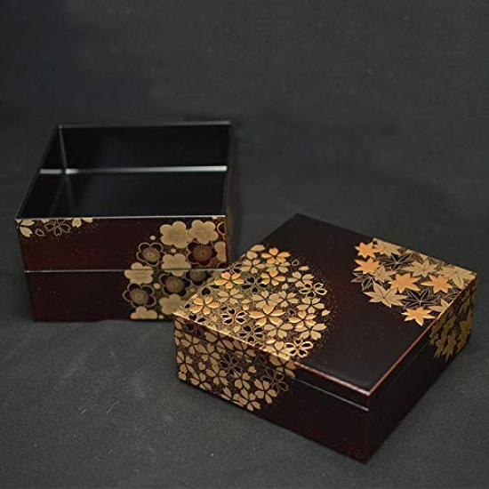 bento Hanamaru Shunju Spring and Autumn 5 for lacquered with tamari Kitaichi Lacquerware Japanese-made three-tiered box, (Flower-shaped pattern),