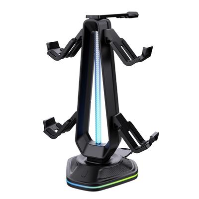 Game Controller Holder Headset Stand Featuring Adjustable LED Lighting and Type C Charging for Multiple Gaming Consoles