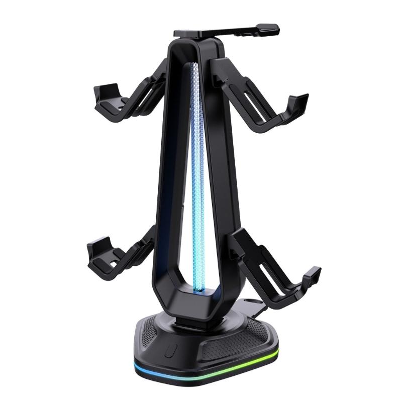 

Game Controller Holder Headset Stand Featuring Adjustable LED Lighting and Type C Charging for Multiple Gaming Consoles 1