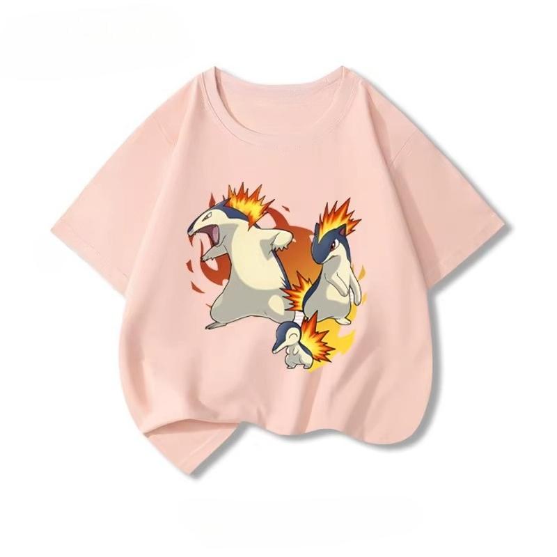 Potdemiel  New Summer Style Pure Cotton Childrens TShirts Pikachu Print Unisex Size Comfortable and Breathable