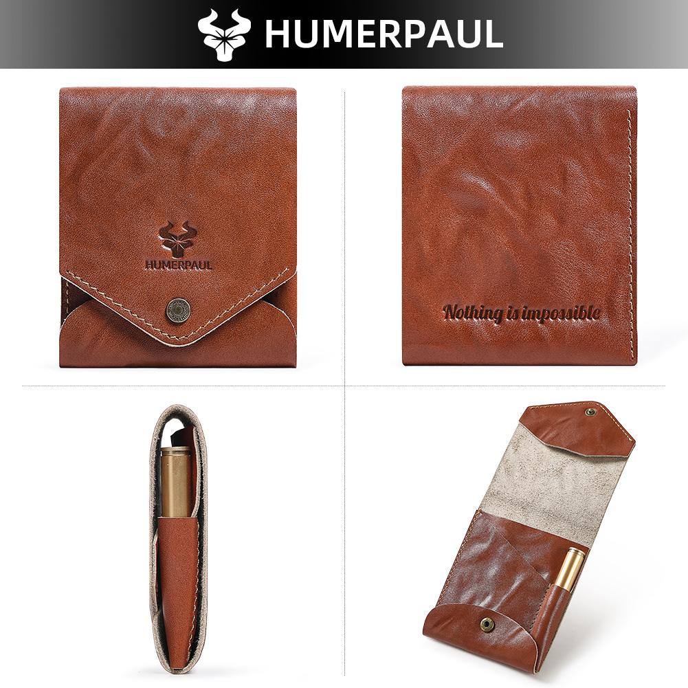 Humerpaul The First Layer of Cowhide Wallet Card Case Compact Exquisite Solid Color Casual Small Bag Portable