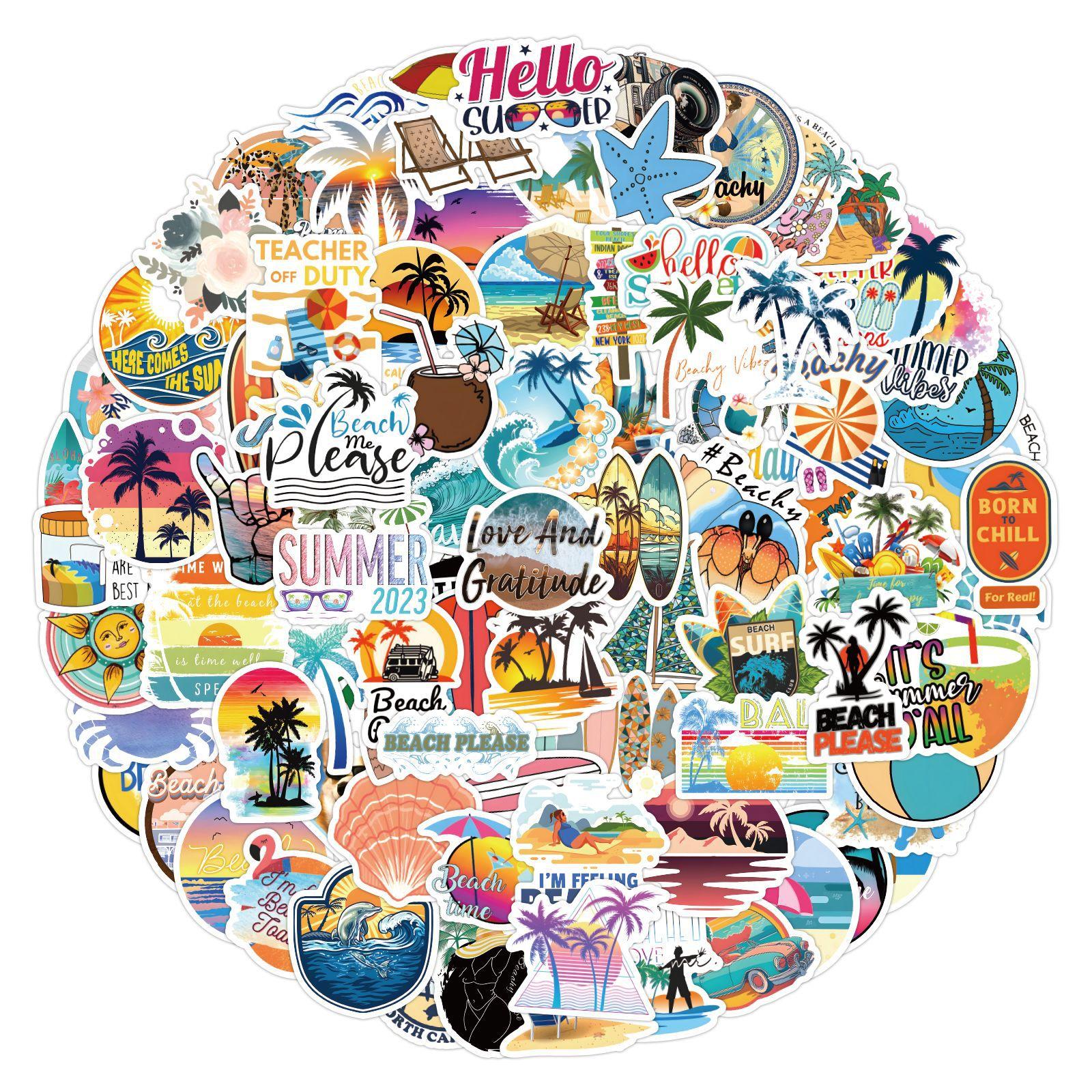 

120 Летних Наклеек Граффити Пляж Кокосовая Пальма Скейтборд Автомобиль Мобильный Телефон Чайник Декоративные Наклейки