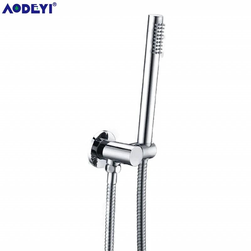 Brass Round Handheld Shower Head Black Matte Finish Shower Connector Adjustable Wall Holder Handheld Water-saving  Bath Shower