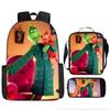 Green Hair Monster Grinch School Bag Campus 12345th and 6th Grade Backpack Lightweight Weight Loss Computer Bag Three-piece Set