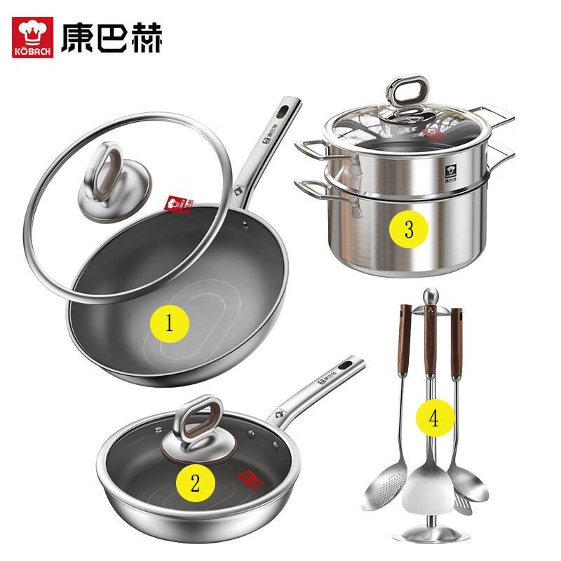 KBH 4th Gen True Titanium 4-Piece Cookware Set