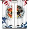 Koi Fish Curtains  Fantasy Yin Yang Japanese Big Wave Koi Cherry Blossom Room Window Curtains  42x45in Decor