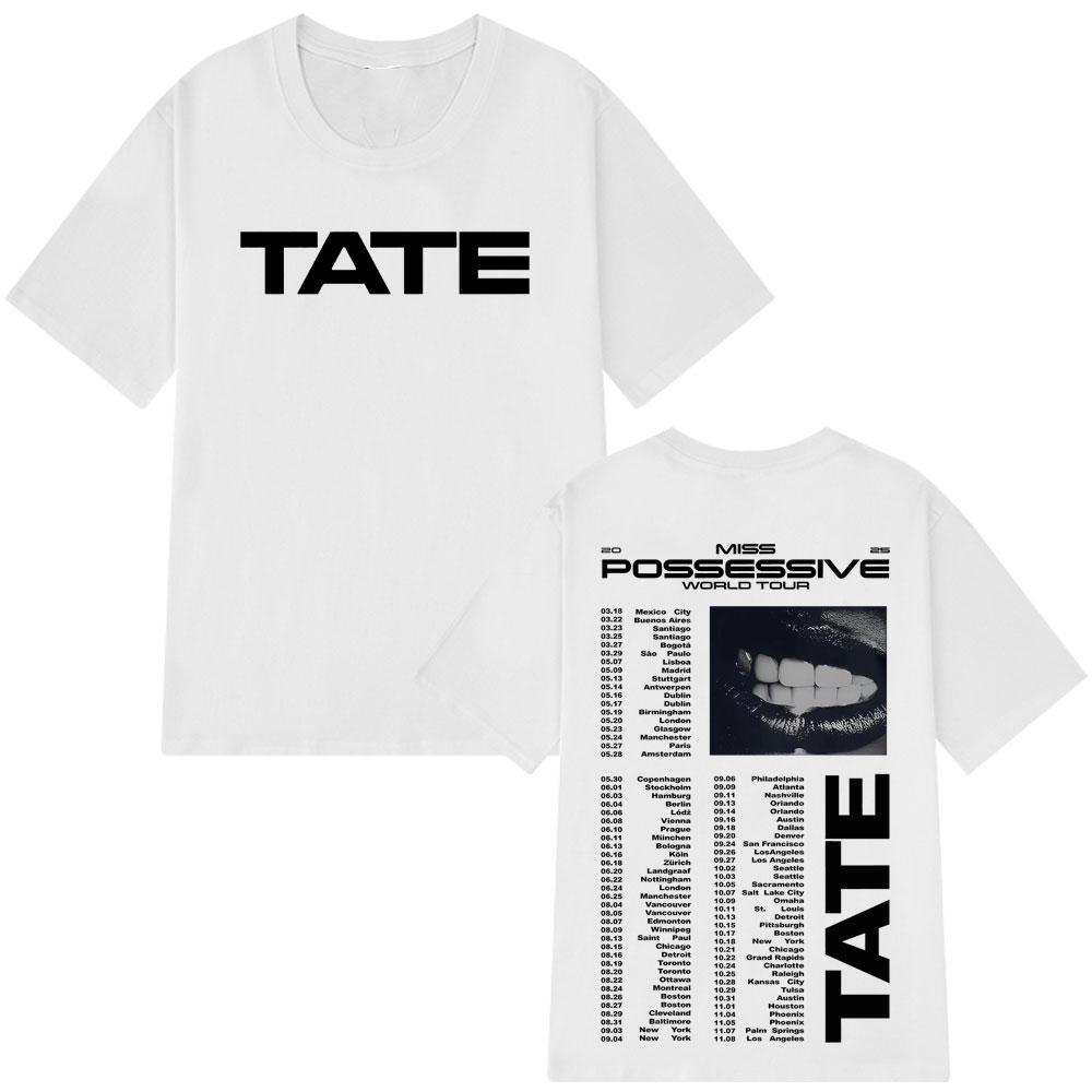 Tate McRae Miss Possessive Tour 2025 Tate McRae Grafik T-Shirts Herren Damen Mode Kurzarm Baumwolle Hip-Hop Freizeit T-Shirts