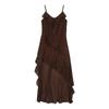 French beautiful lotus leaf edge suspender dress women's summer temperament irregular seaside vacation waist a word skirt