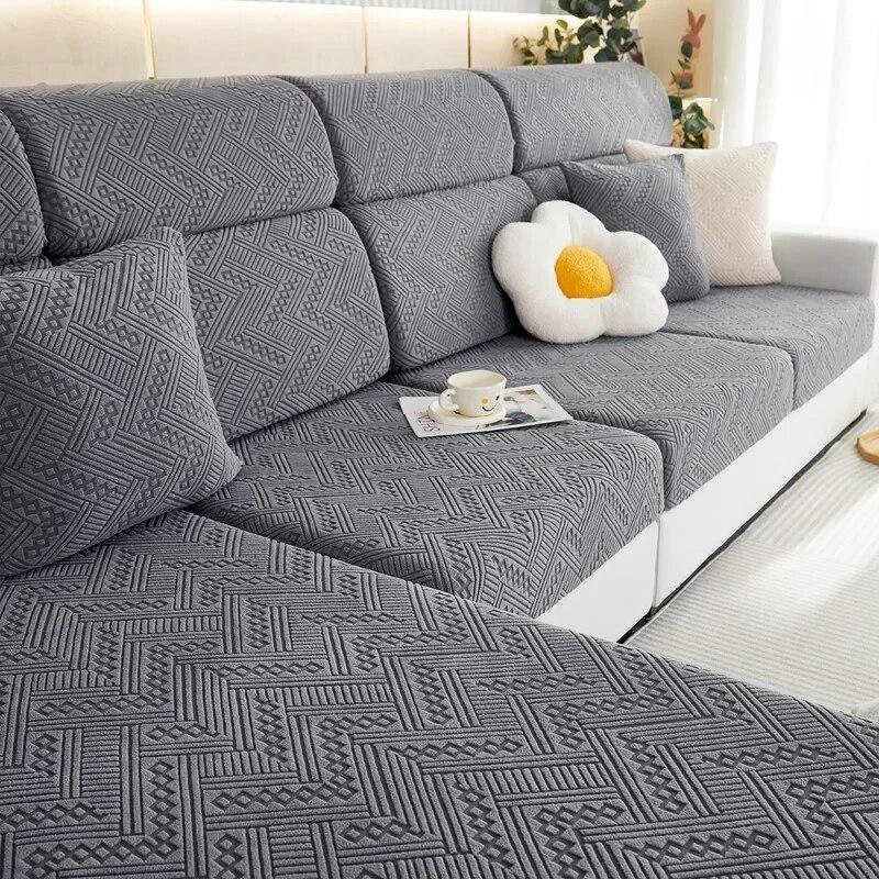 Luxury Jacquard Sofa Seat Cushion Cover Solid Elastic Sofa Cover Anti-dust Furniture Protector Living Room Sectional Couch Cover