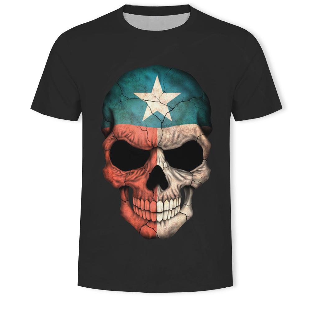 Sommer Rundhals 3D Schädel Print Top Modische Lässige Kurzarm Herren T-Shirts