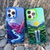 Mountains and Rivers Laser Phone Case For IPhone 14 15 Pro Max Plus 11 12 13 Mini Pro Max 16 Pro Max Shockproof Back Cover Funda