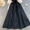 Elegant Women Contrast Color High Waist Evening Dress Beautiful Chic Jacquard Waist-cinching A-line  Spring New Women DRESS