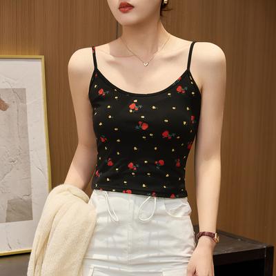 Flower Sling Vest for Women's Summer Wear Sexy Spice Girl Short with Sleeveless Top Inside