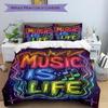 3pcs Music, Life Duvet Cover Set, Soft Comfortable Duvet Cover,Guest Room (1*Duvet Cover + 2*Pillowcase, Without Core) Yy251104100