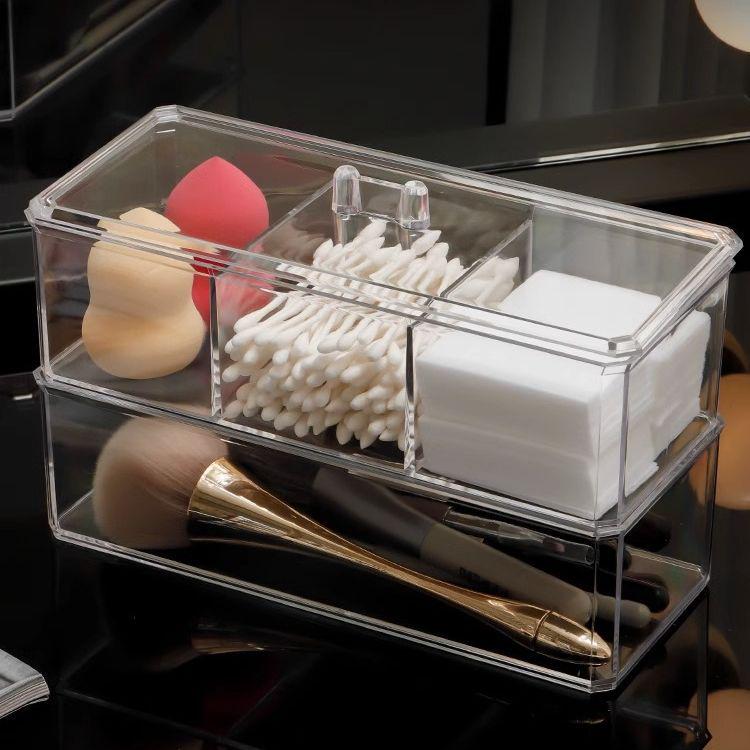 Transparent Cotton Pad and Makeup Storage Box with Lid