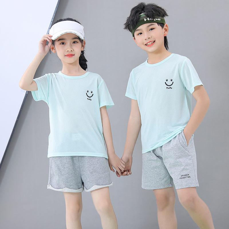 2023 Summer Kids' Short Sleeve Ice Silk T-Shirt - Boys' & Girls' Casual Wear
