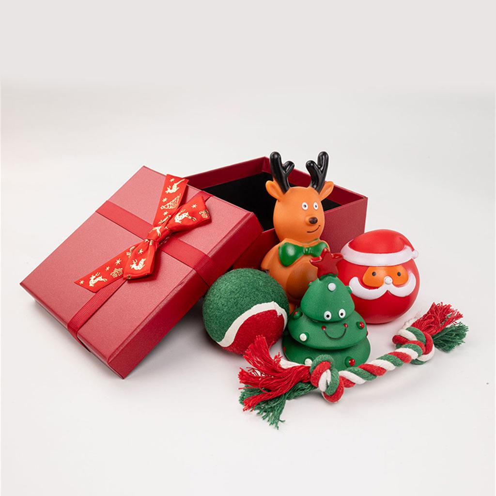 Weihnachts-Hunde-Kauspielzeug Geschenkset zum Kauen und Zahnen Festival-Hunde-Bissfestes Spielzeug zur Hunde-Beschäftigung Unterhalten