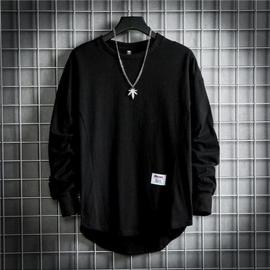 Men's Loose Fit Long Sleeve Gray T-Shirt Sweater - Korean Spring & Autumn Fashion