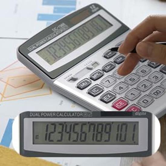 TOSSOW 12 Digit Rounding Button Solar Office Desk Portable Large LCD Display Calculator, Calculator, Large, Stylish, Bookkeeping, Included,