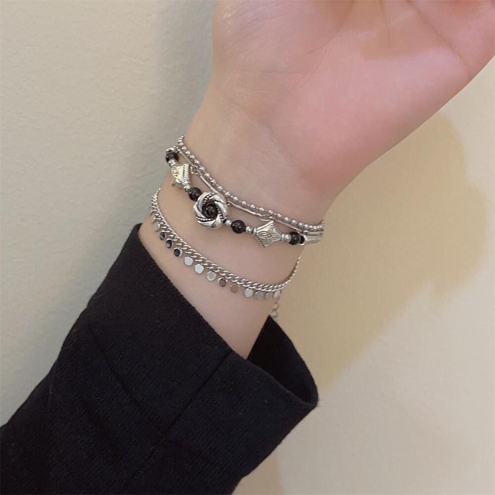 Quaste Retro Mehrschichtiges Armband Zarte Perlen Armreifen Elegantes Ethnischer Stil Armband Dame