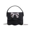 Cute Color Solid Silver Bow Decoration Kid Mini Shoulder Chain Bag Daily For