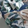 Duvet Cover Set Tropical Leaves Bedding Set,3 Piece Egyptian Cotton Green Quilt Cover with Zipper Closure