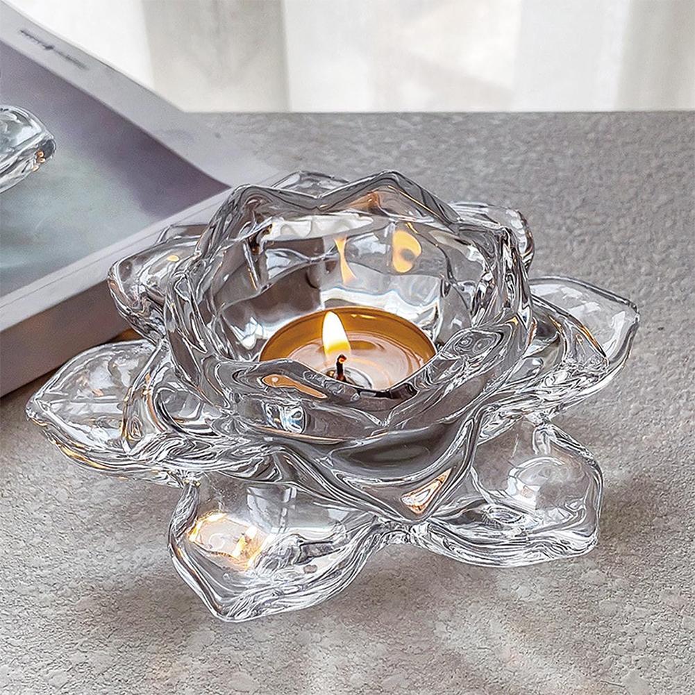 Glass Candle Holder Lotus Candle Holder Easy Maintenance