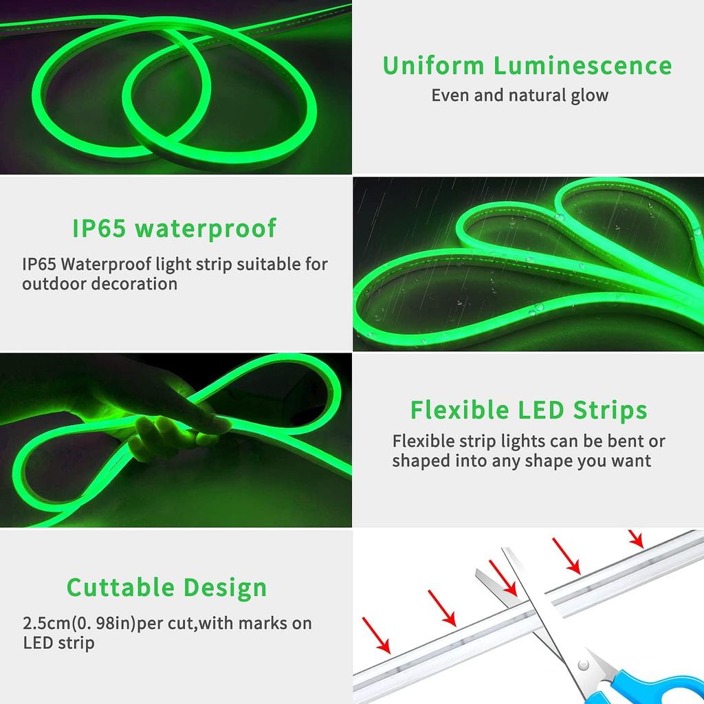 30M Outdoor RGB Neon Lights 24V Flexible Waterproof Silicone Neon Rope Light Gaming Home Decor DIY Wall Led Neon Strip Lights
